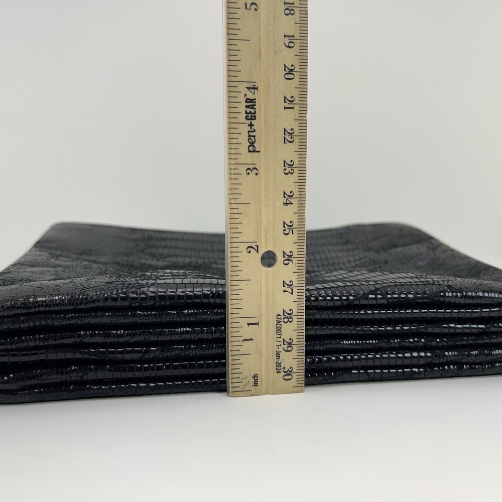 Vtg DUE FRATELLI Leather Purse Black Croc Embossed Crossbody Clutch Bag Classic - Picture 10 of 15